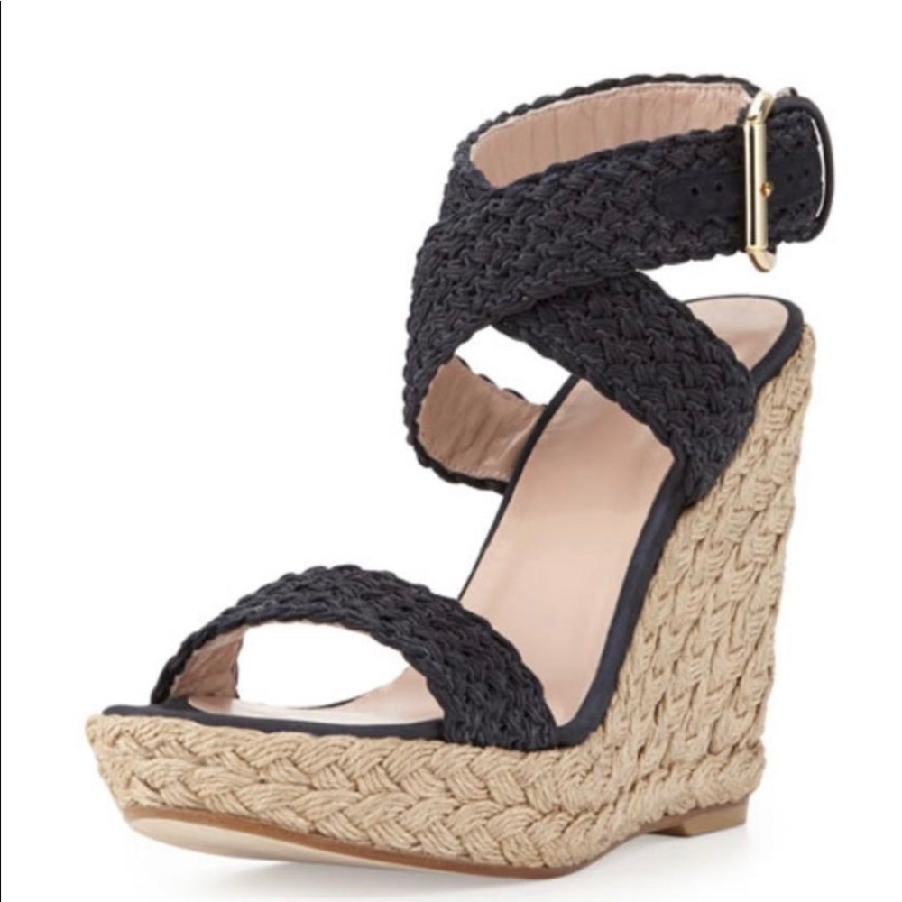 Stuart Weitzman Alex Wedge Espadrille Black